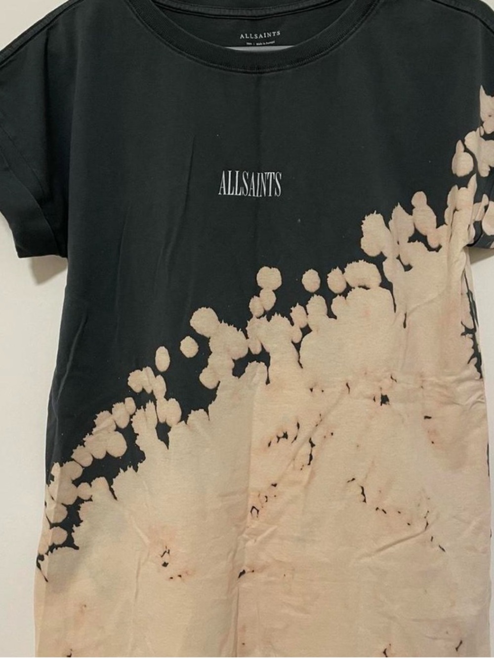 AllSaints Gray Crewneck Logo Tee